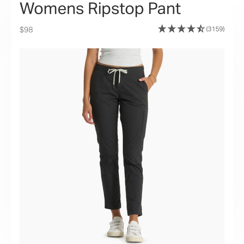 NWT Vuori Charcoal Ripstop Pants Size Small